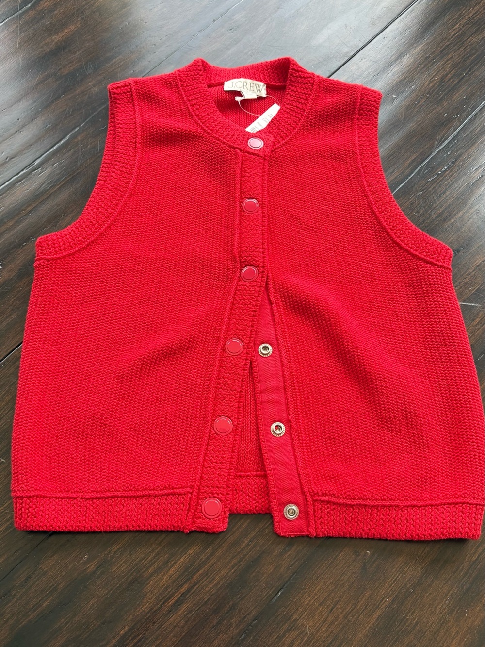 J. Crew Red Knit Sleeveless Button Front Vest